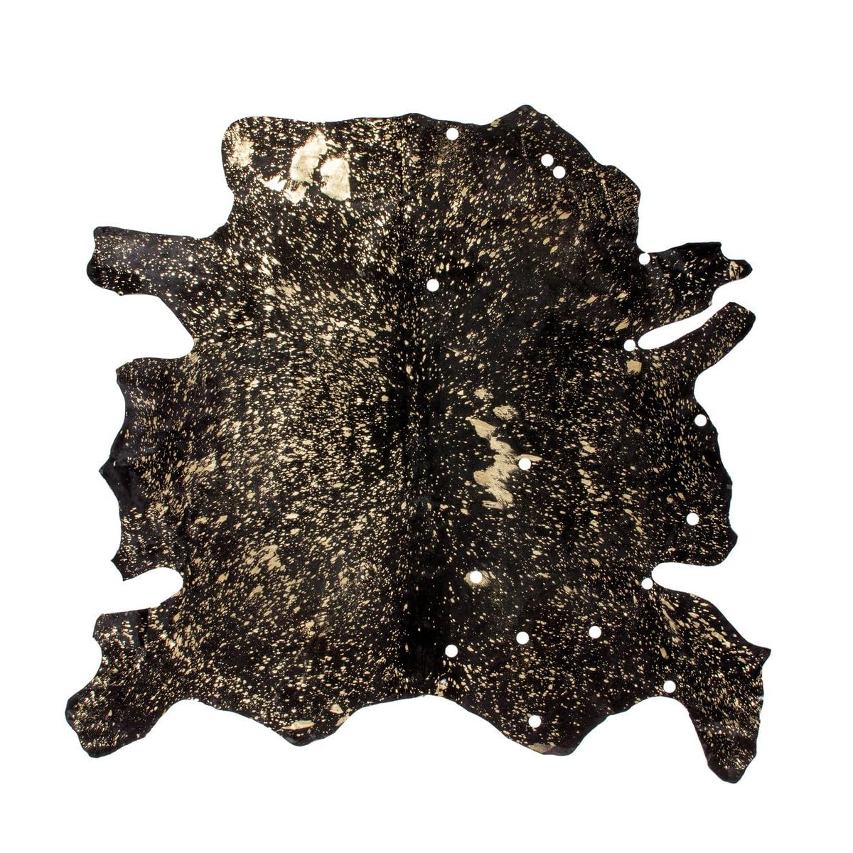 Tapis peau de vache glam noir et or l'artisanat de la nature dans votre salon