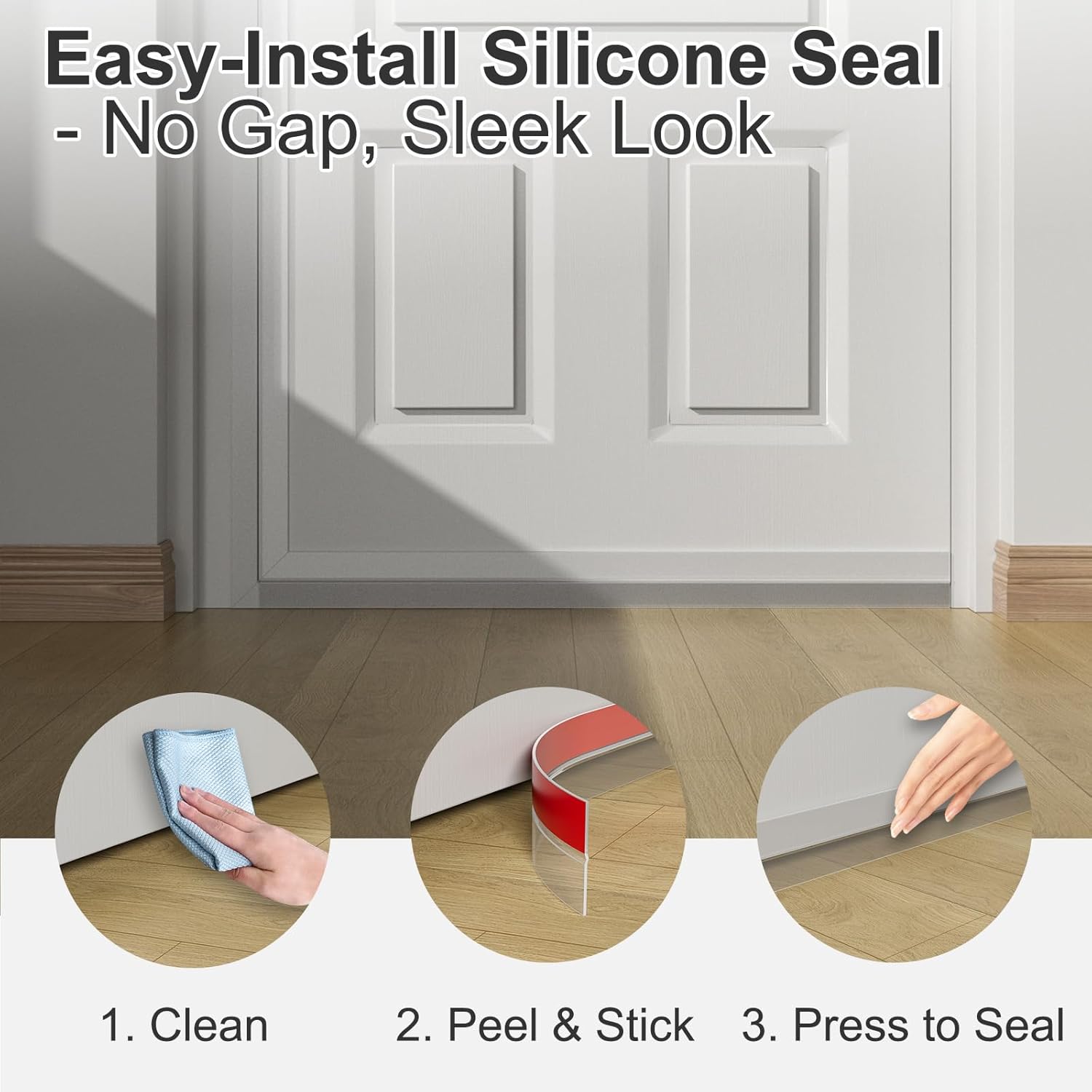 Elvone Heavy-Duty 36 ft x 3 in Weather Stripping, Extra Thick 2mm Door Draft Stopper Silicone Seal Strip for House and Glass Shower Doors for Collision and Side Gaps of Door and Windows, Clear