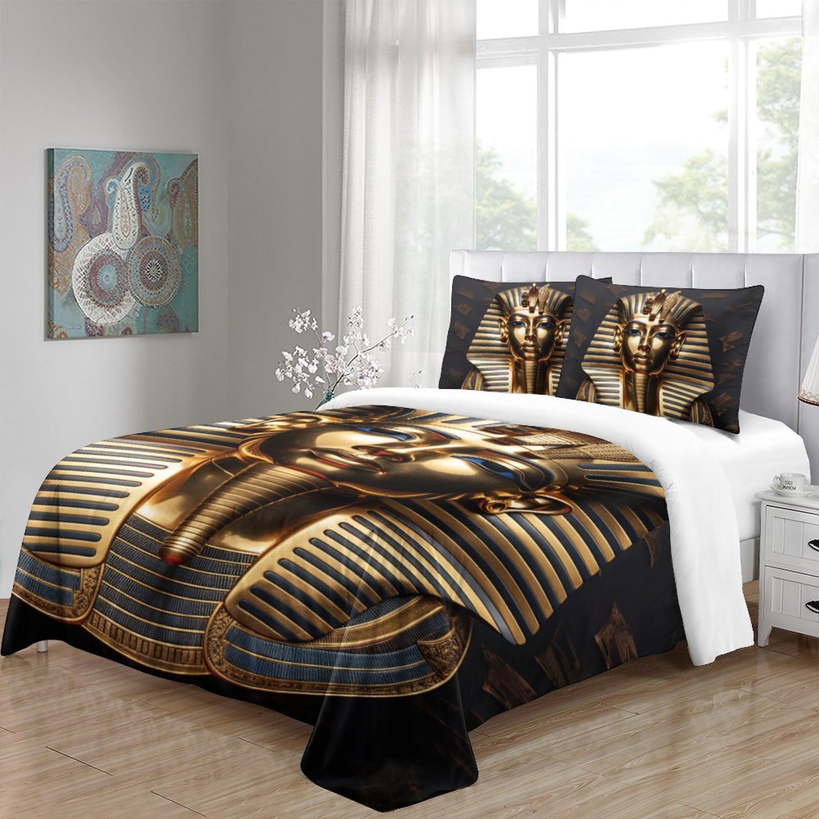 Faraone Set Copripiumino King Size 3 Pezzi In Microfibra Stile Egiziano – 220x240cm Con Federe 48x75cm, Chiusura Cerniera, Leggero E Traspirante - 3