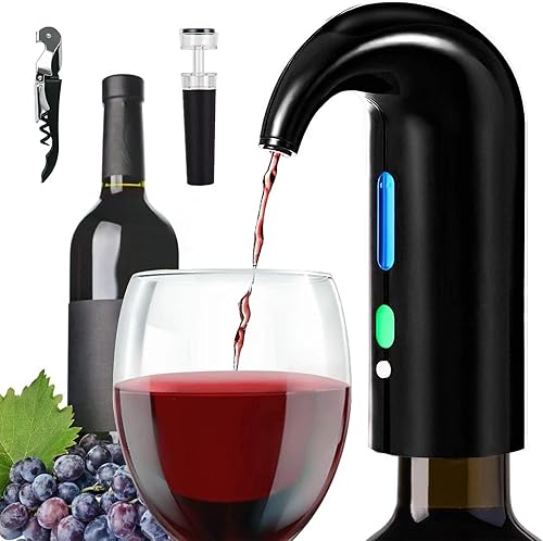 Aireador eléctrico de vino aireación de vino y decantador vertidor de boquilla de vino negro