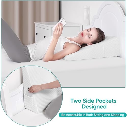 Miniatura 3 de Almohada de cuña de cama para después de la cirugía, almohada de cuña premium de 7.5 pulgadas para dormir con parte superior de espuma