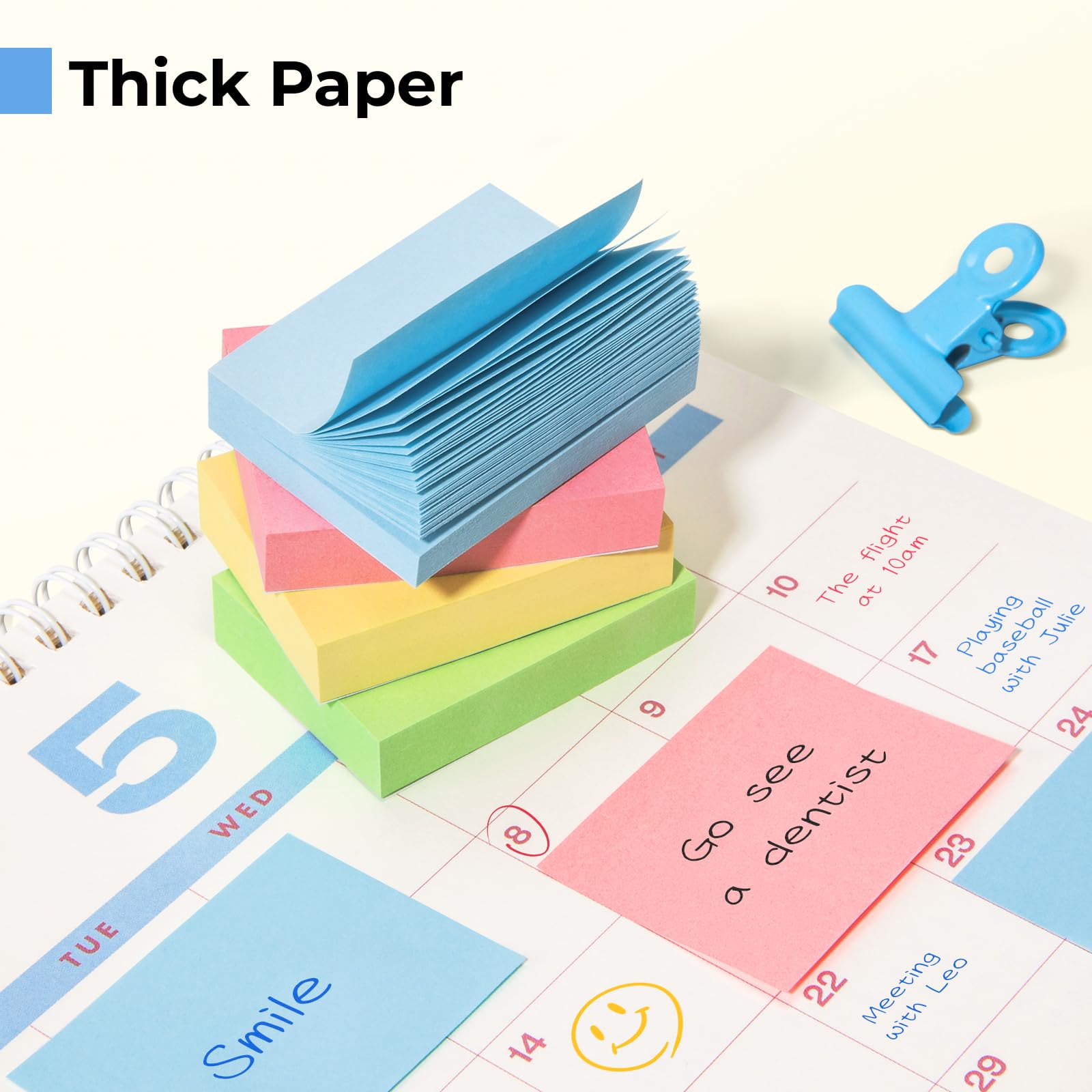 Umikk Mini-Haftnotizen, 3,8 x 5,1 cm, 5000 Blatt, kleine Haftnotizen, 4 Farben, einfach zu verschicken, für Büro, Schule, Zuhause, 50 Stück