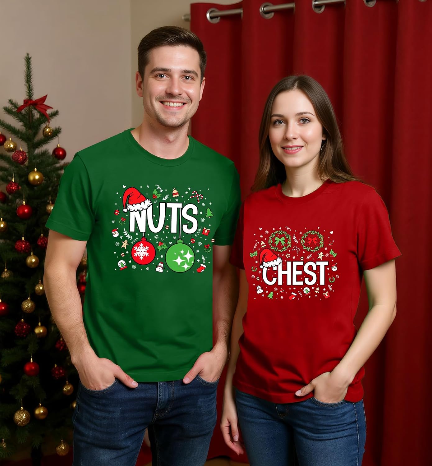 Christmas Couple Shirts Xmas Couple Matching Graphic Tshirts Funny Holiday His and Her Gift Tees - Image 4