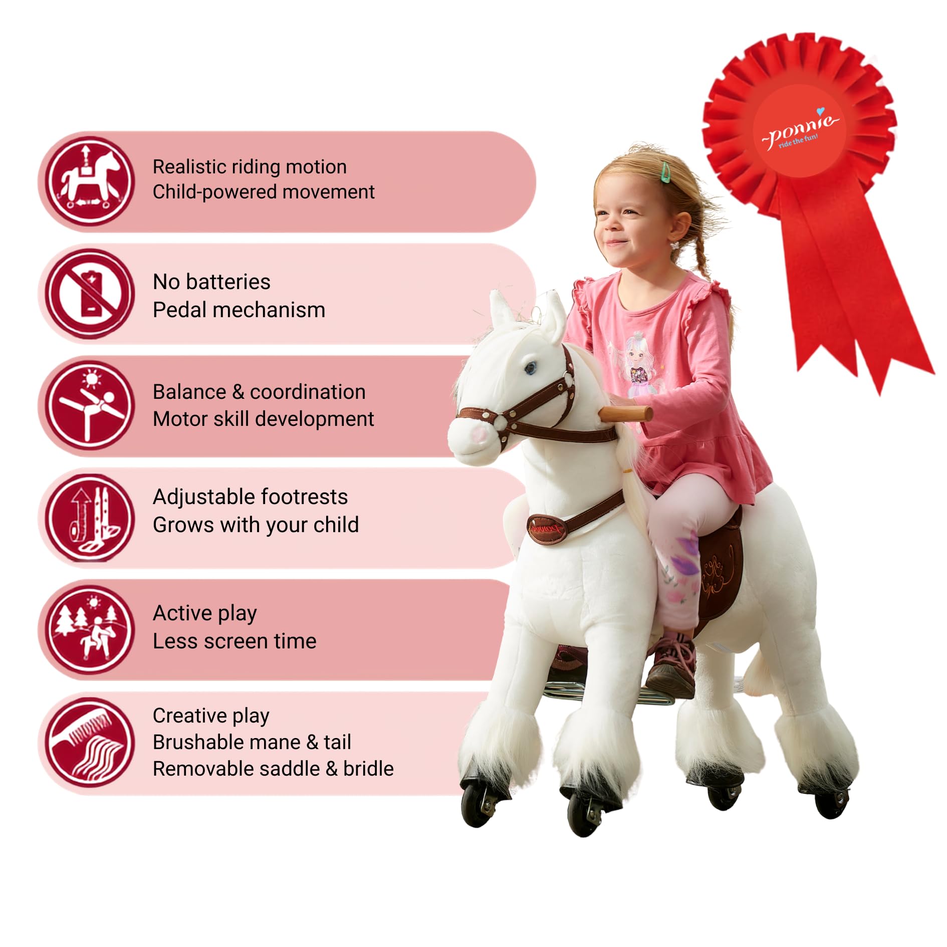 PONNIE Ponnie Tiara S koń jeździecki z różowym siodełkiem
