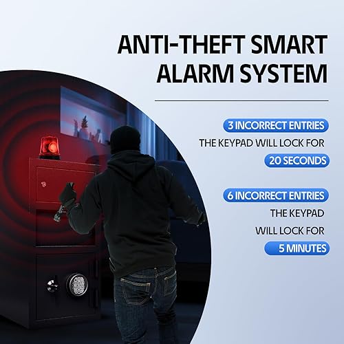 Miniatura 5 de Caja fuerte para dinero de negocios con ranura para caídas 4.0 CUB, caja fuerte con bloqueo adicional, antipesca y combinación digital para el