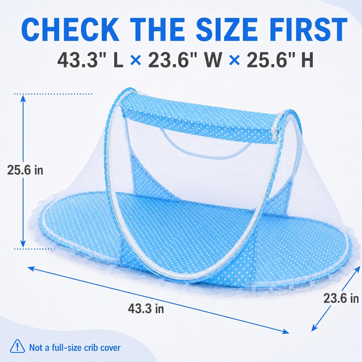 Portable Baby Mosquito Net Tent, Foldable Pop-Up Mesh Insect Barrier Cover for Crib, Bassinet & Travel Use, 43.3 x 23.6 x 25.6 in image 2