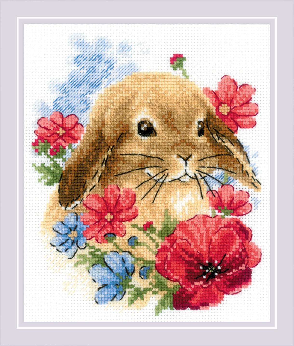 Riolis Rabbit in Flowers Counted Cross Stitch Kit