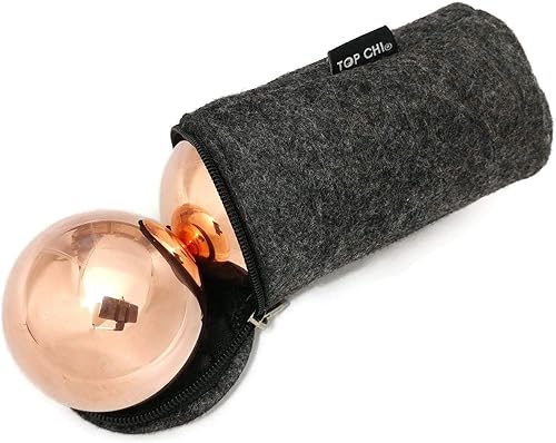 Miniatura 3 de Top Chi Bolas Baoding de cobre sólido con bolsa de transporte para terapia de manos, ejercicio y alivio del estrés (grande de 2 pulgadas)