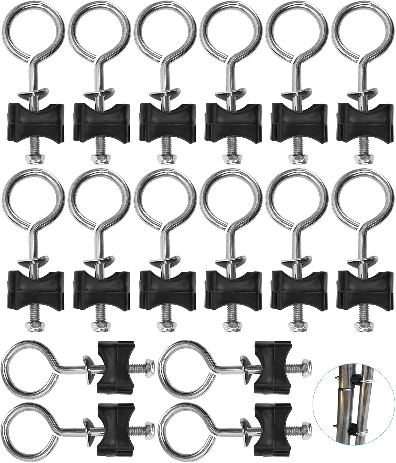 Juego de 16 Tornillo de Trampolín Accesorios, con Galvanizado Acero Espaciadores Trampoline Tornillos, para Barras de Cama Elastica, Trampolín Grande y Cama Elástica Pequeña