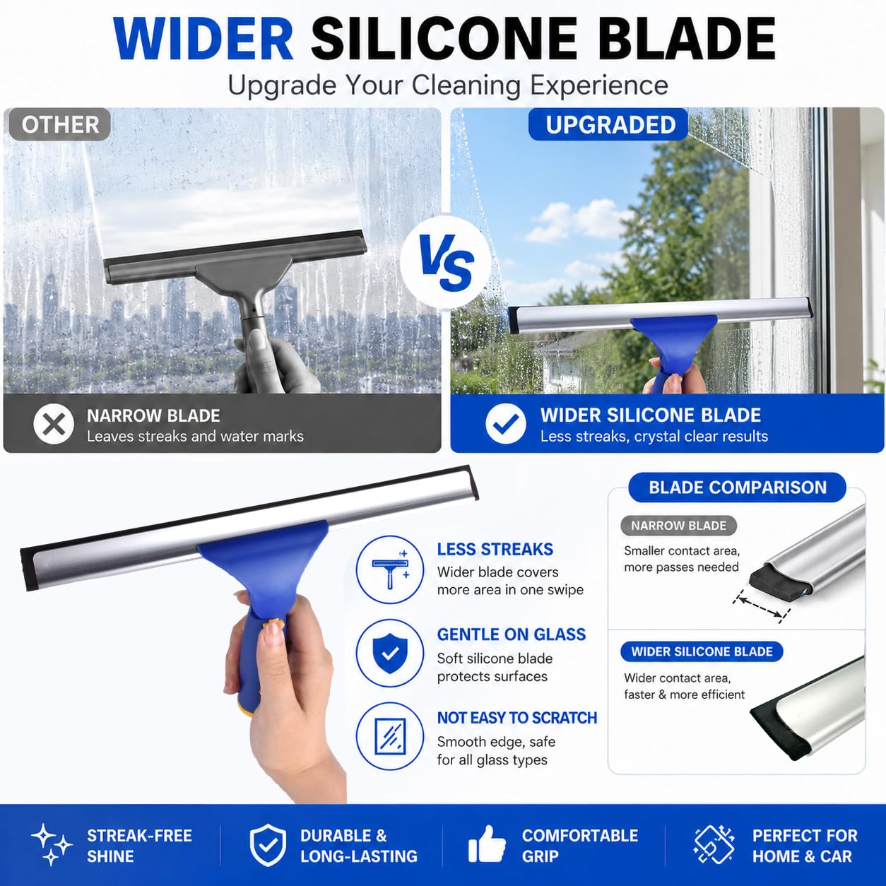 ITTAR Limpiacristales, escobilla giratoria y Estropajo de Microfibra con Poste Extensible de Acero Inoxidable de 3 Secciones, Herramienta de Limpieza de Ventanas con 2 Almohadillas de Microfibra para