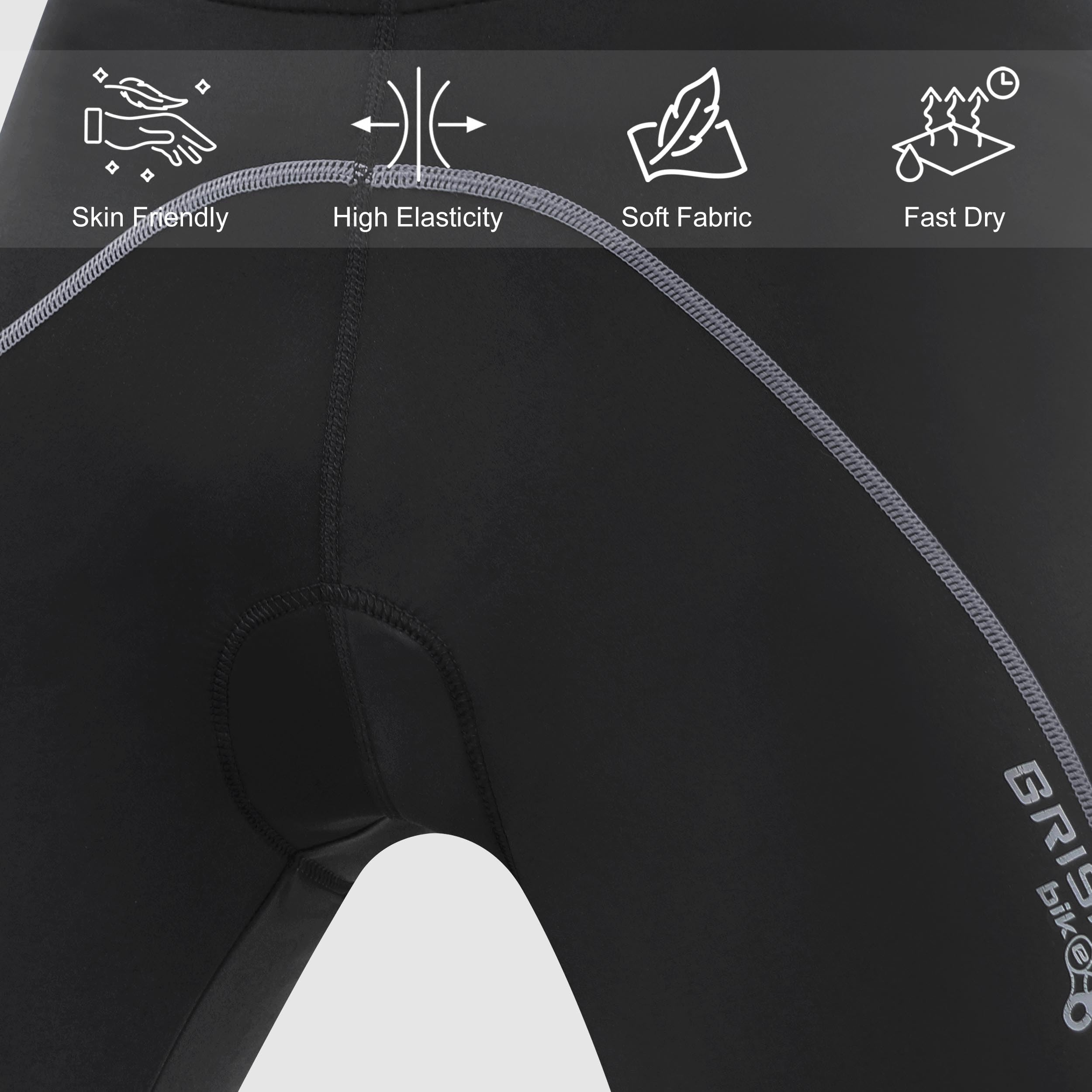 Brisk Bike Pantalon Cycliste Homme Long avec Fermetures éclair réfléchissantes, Extensible, rembourré, en Coolmax Pantalon Velo