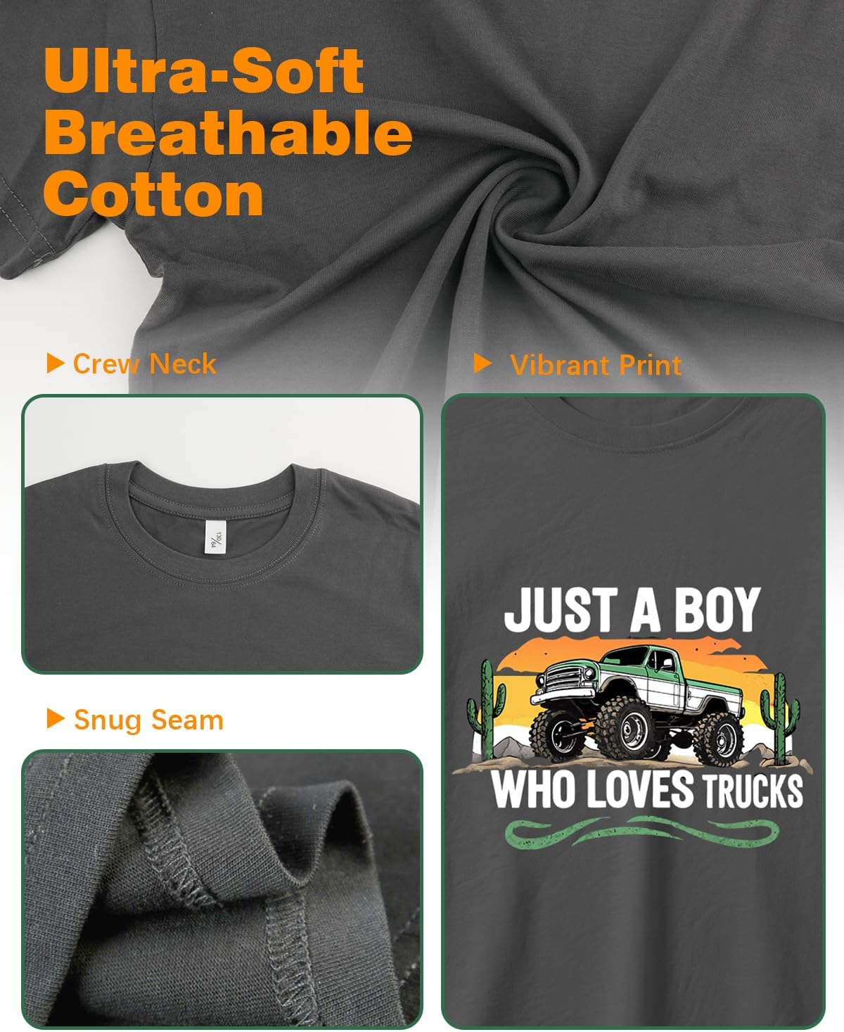 Habudda Toddler Boy Shirts Car T-Shirt for Boys Truck Graphic Tees Little Kids Summer Short Sleeve Cotton Tops 2T 3T 4T-8Y - Image 4