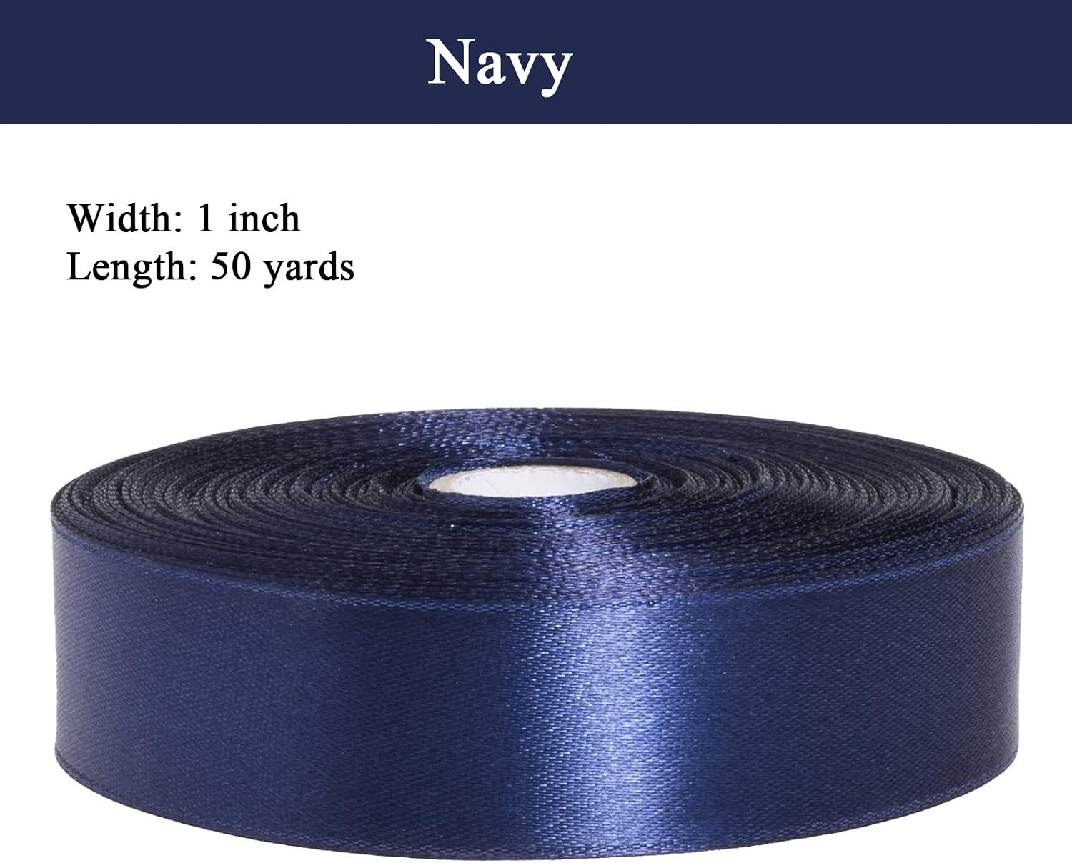 YASEO 1 Inch Navy Solid Satin Ribbon, 50 Yards Craft Fabric Ribbon for Gift Wrapping Floral Bouquets Wedding Party Decoration