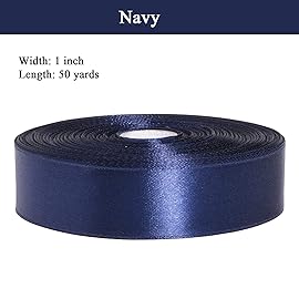 YASEO 1 Inch Navy Solid Satin Ribbon, 50 Yards Craft Fabric Ribbon for Gift Wrapping Floral Bouquets Wedding Party Decoration