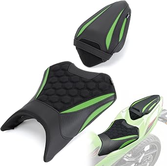 PSLER Front Rear Rider Passenger Seat for Ninja 500 Z500 2024-2026, Green