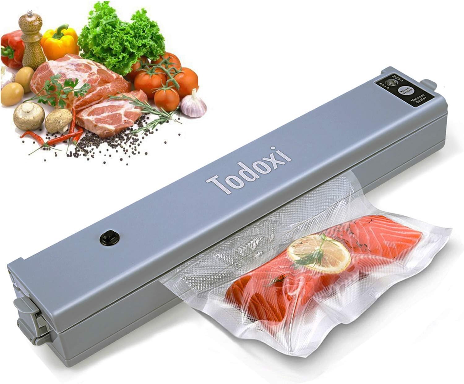Vacuum Sealer, Todoxi Portable Food Sealer Machine Compact Design Sealing System, Fresh Food Saver with Seal Bags for Meat, Vegetables, Fruit, Fish Storage | Waterproof Smartphone Underwater Shooting