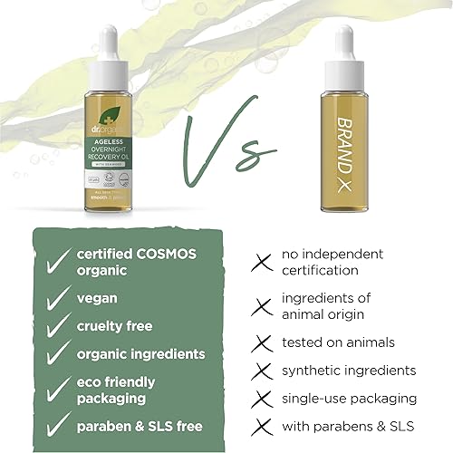 Miniatura 3 de Dr. Organic Ageless - Aceite de recuperación durante la noche con algas marinas, suavizante y relleno, máxima hidratación para todo tipo de piel,