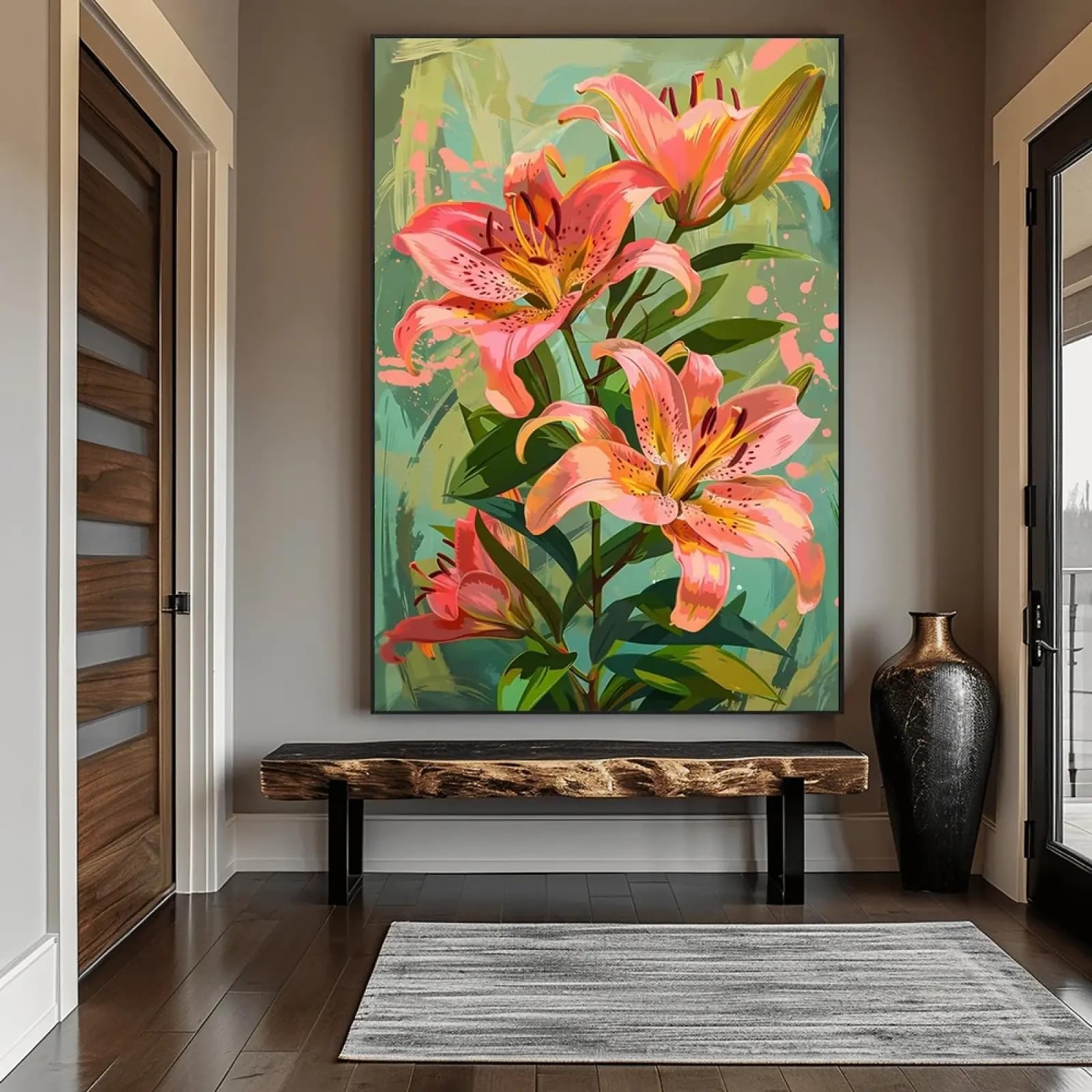 Impression sur toile texturée de lys rose affiche premium XINBAO