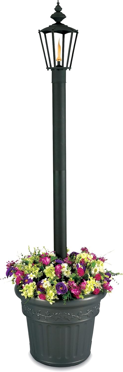 Patio Living Concepts Islander Citronella Flame Single Outdoor Post Lantern Black with Planter
