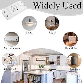 Smart WiFi Light Switch 10A 2200W, Smart Relay Switch Module for Home Automation, No Hub Required Universal DIY Module, Works with Alexa & Google Home, Compatible with eWelink IFTTT
