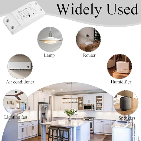 Smart WiFi Light Switch 10A 2200W, Smart Relay Switch Module for Home Automation, No Hub Required Universal DIY Module, Works with Alexa & Google Home, Compatible with eWelink IFTTT