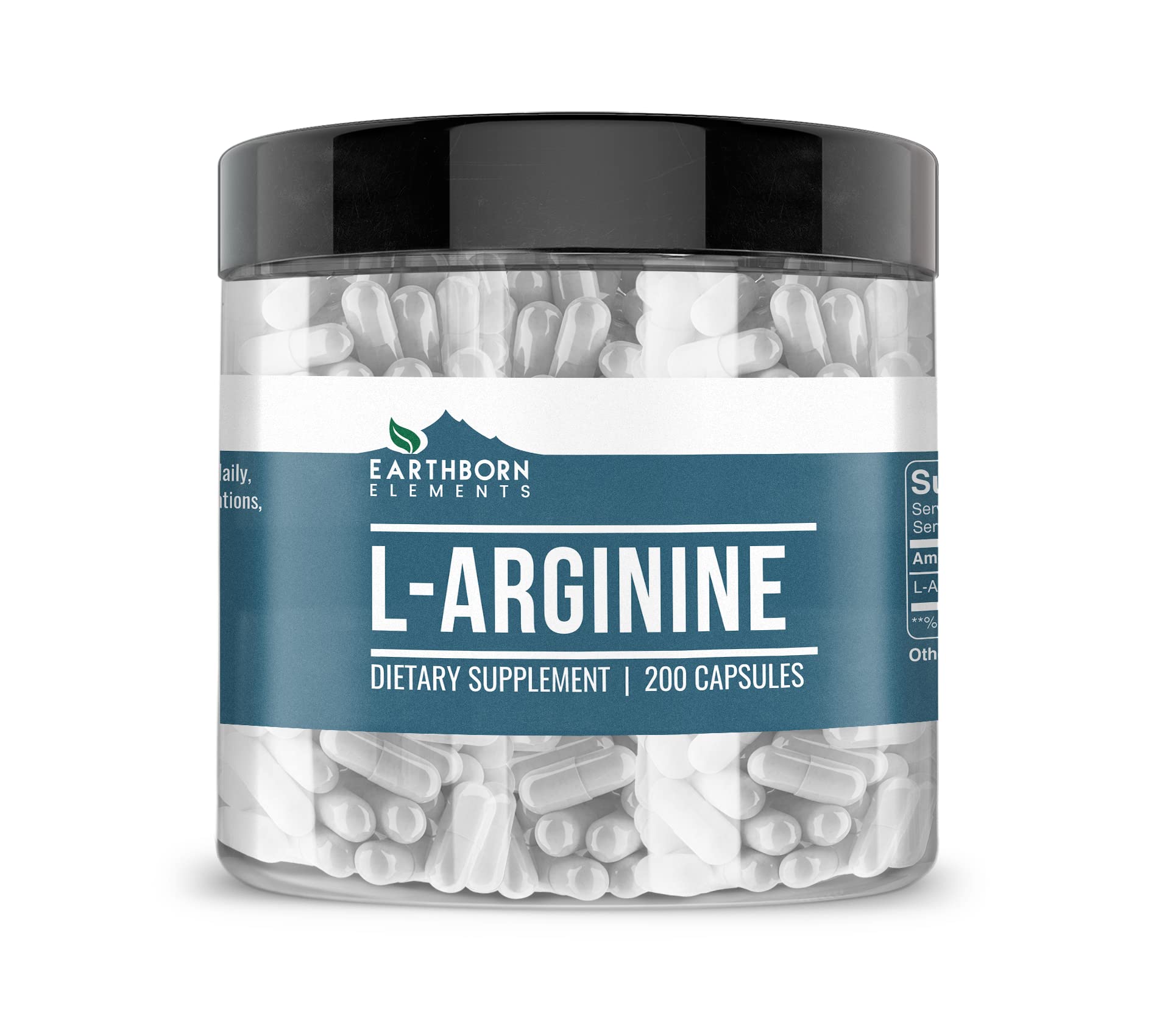 Earthborn Elements L-Arginine Pure & Undiluted, No Additives (200 Capsules)