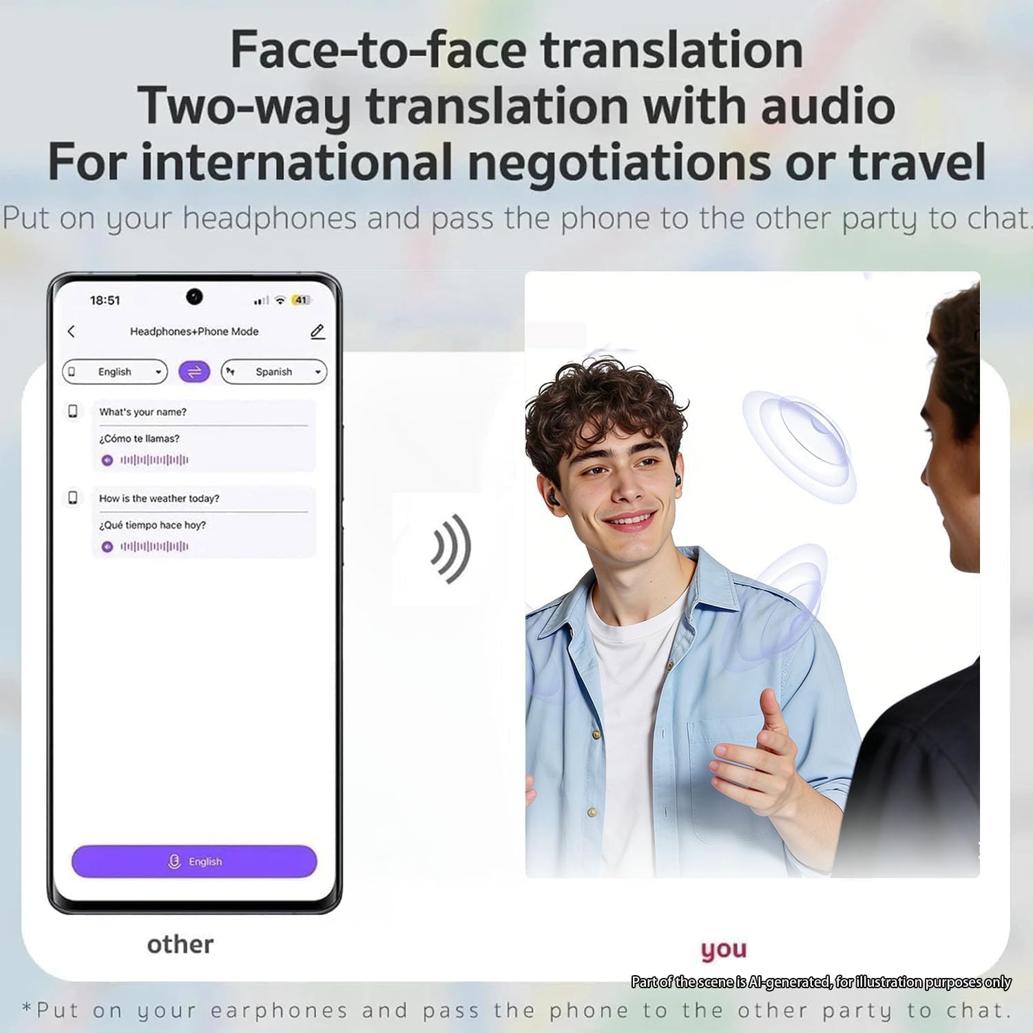 NE76 Écouteurs de sommeil Bluetooth de 15,2 cm, traduction IA en temps réel, 150 langues, mini écouteurs étanches pour dormeurs latéraux pour voyage, éducation, réunions d'affaires, noir