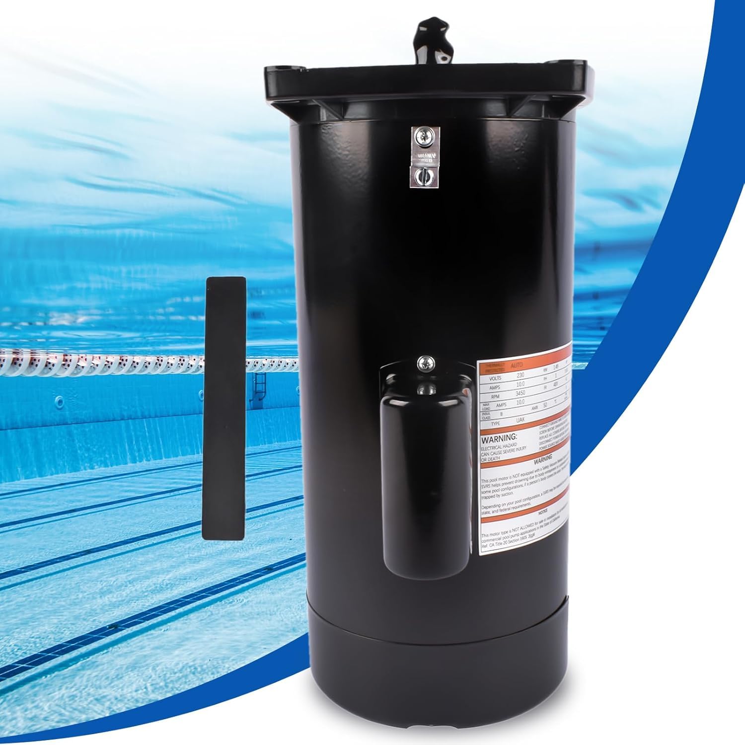 USQ1202 2HP, 3450 RPM, 230V, 60HZ, 48Y Frame, Capacitor Start/Capacitor Run, ODP Enclosure, Square Flange Pool Motor for Pool Pump