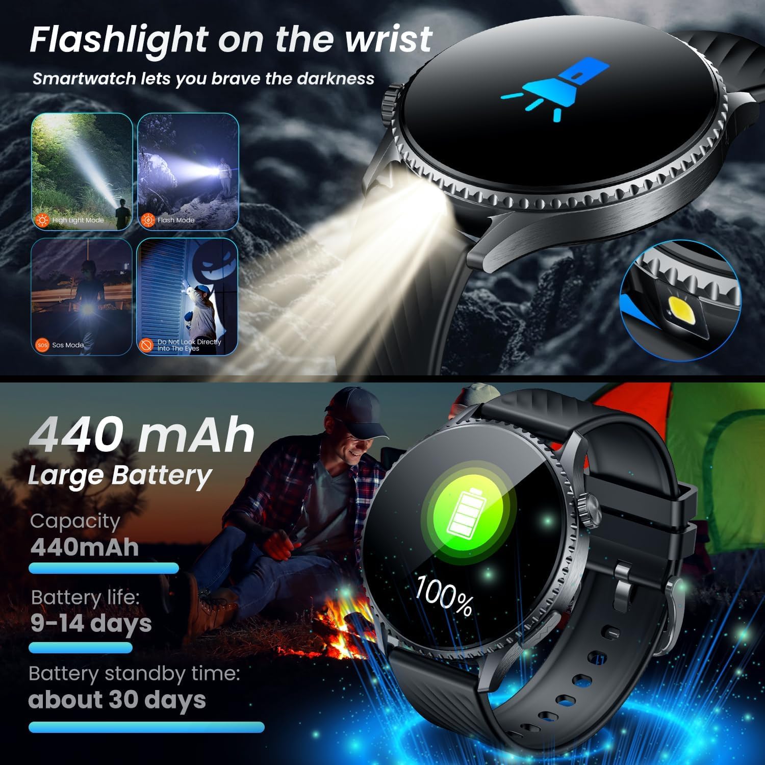Smartwatch Reloj Inteligente Hombre con ECG: 1,56" AMOLED Smart Watch con Llamadas IP67 Frecuencia Cardíaca Spo2 Presión Arterial Sueño Bluetooth Pulsera Fitness deportivo 440mAh para Android iOS
