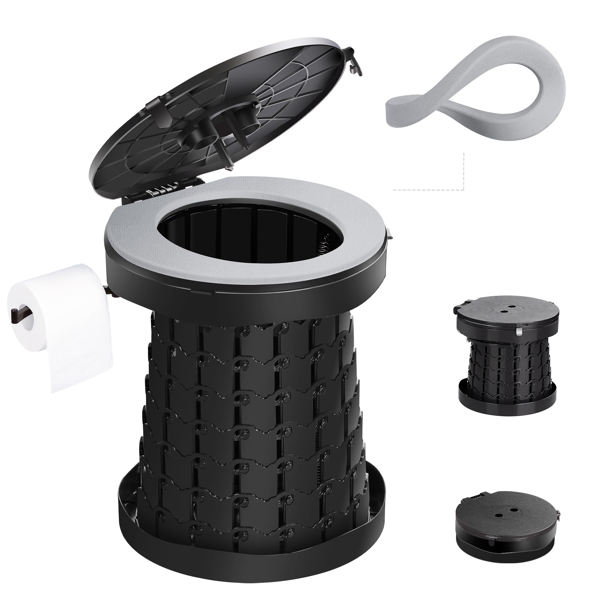 TRIPTIPS Upgrade Retractable Portable Toilet Travel Toilet Adjustable Height Camping Toilet Portable Potty for Adults Kids, Foldable Portable Toilet for Camping/Car