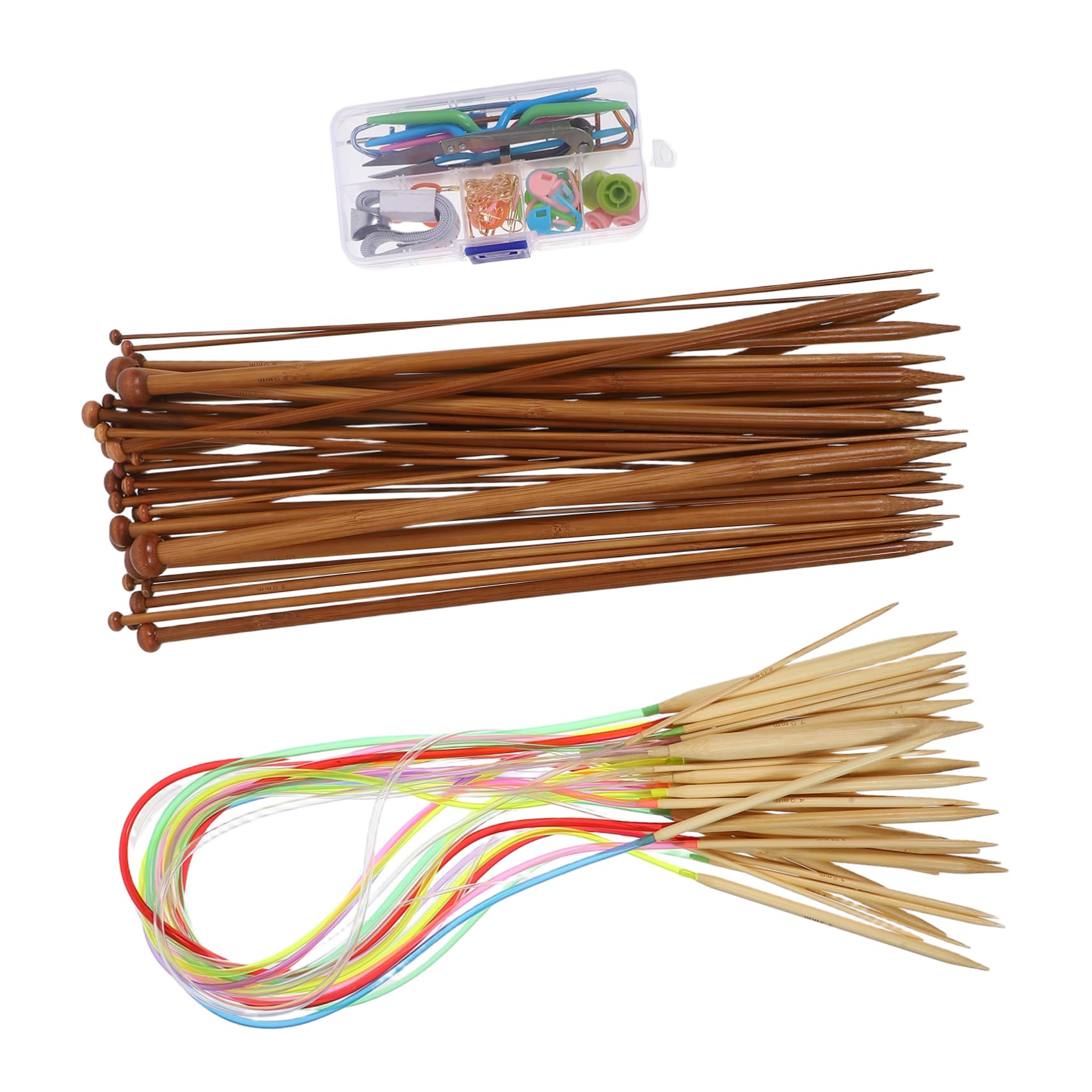 GALPADA Agujas de Tejer de Bambú Sola Punta de Kit Agujas de Madera para Suéteres Manualidades y Accesorios de Punto