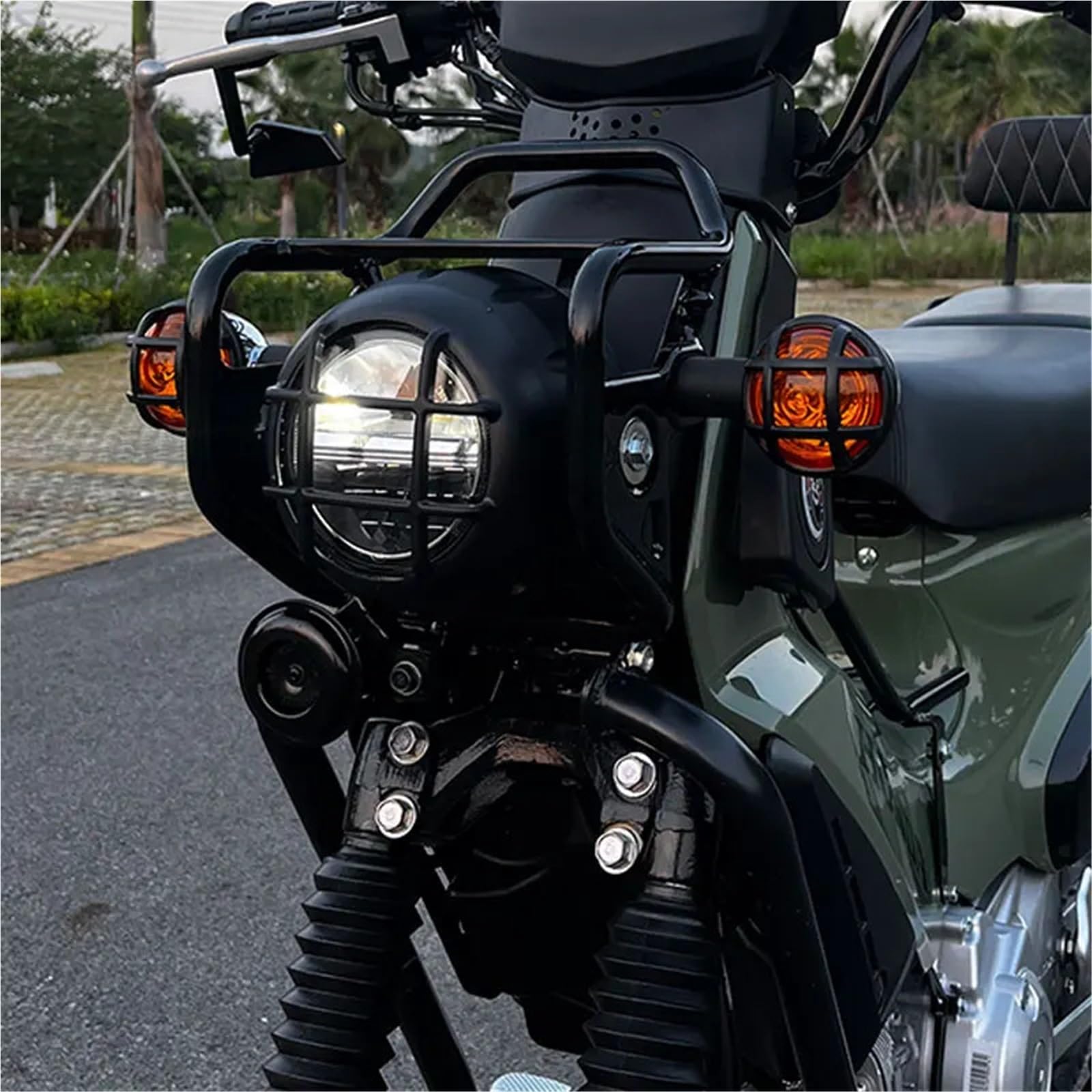 Matowa czarna osłona reflektora, kierunkowskazu i tylnego światła motocyklowego pasująca do Hondy Cross Cub 110 CC110 2020-2024 Osłona ochronna na światła przeciwmgielne Osłona R(Black Five Pcs)