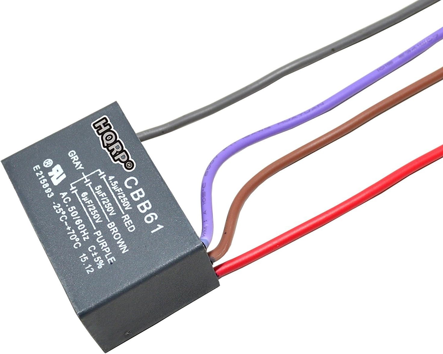 HQRP Capacitor Compatible with Hampton Bay Ceiling Fan 4.5uf+5uf+6uf 4-Wire CBB61