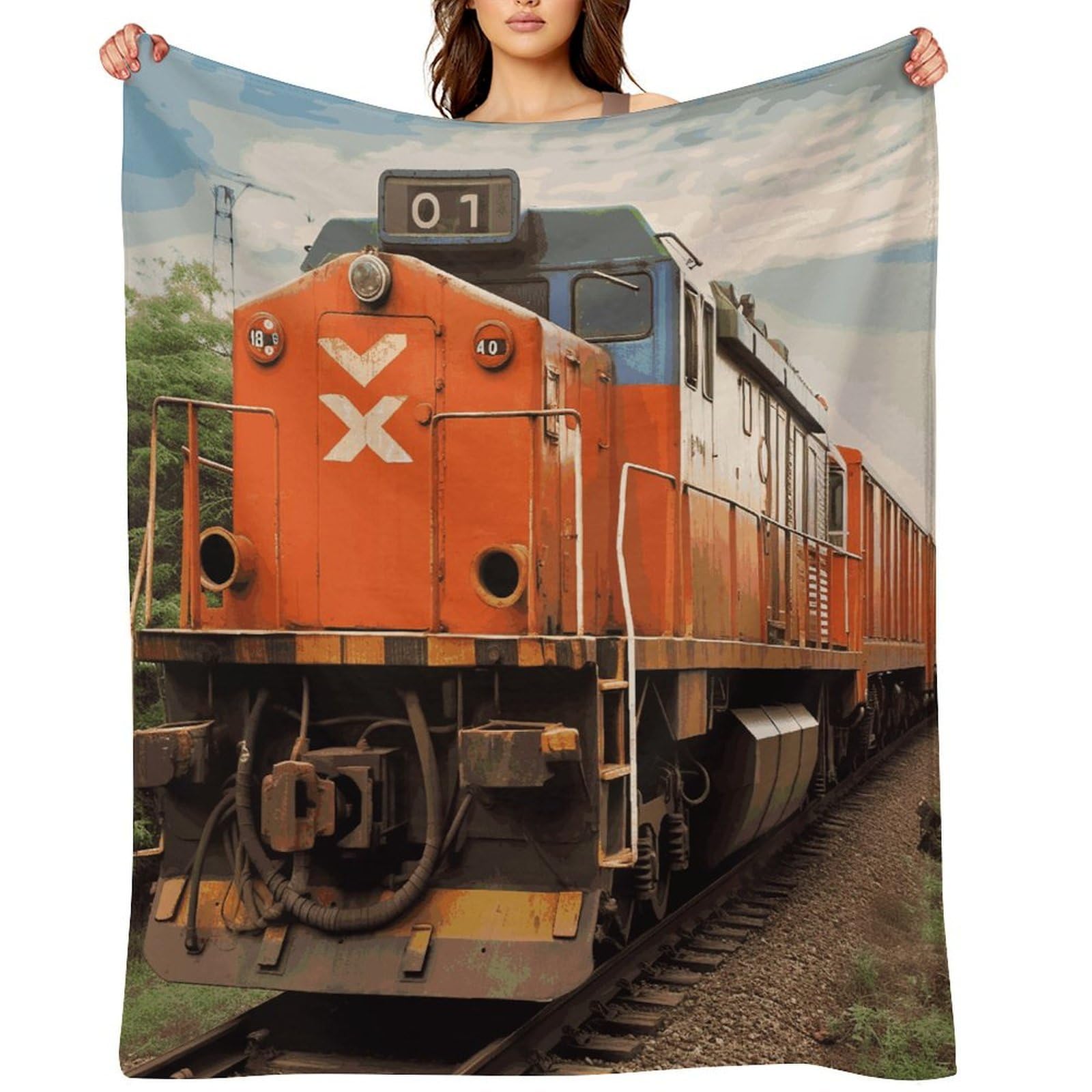 Train Blankets Flannel Soft Blanket for Couch Warm Cozy Throw Blankets Fashion Bed Blanket Thick Bath Towel Bedspread Tapestry for Home Supplies Gift 32"x48"