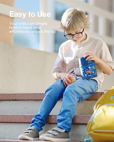 Miniatura 6 de BUZIO Recipiente de comida aislado para niños y adultos, tarro de comida para niños aislado al vacío de acero inoxidable de 10 onzas con cuchara