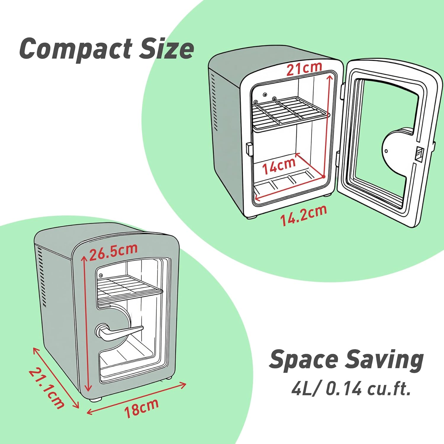 Iceblue 4L Viewing Window Mini Fridge - Green