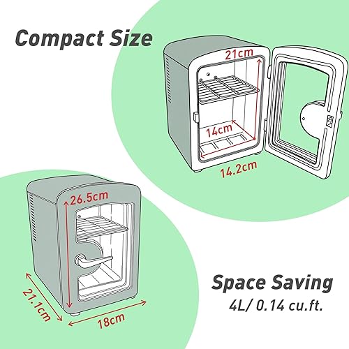 Miniatura 7 de Iceblue Mini refrigerador con ventana de visualización de 4L - Verde