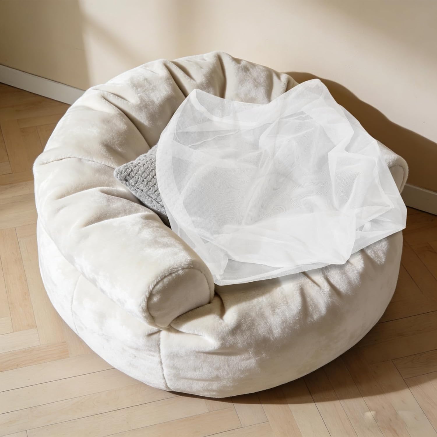 UKCOCO Bean Bag Chair Cover Replacement for Sofa and Recliner, White