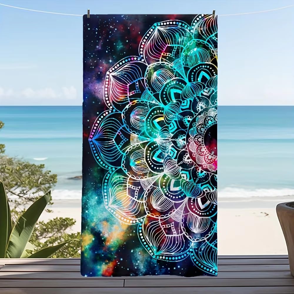 Ręcznik kąpielowy z nadrukiem galaktycznym - ultramiękki, szybkoschnący, oddychający, wygodny design, idealny na letnie wibracje i dni na plaży (200 x 220 cm/79 x 87)