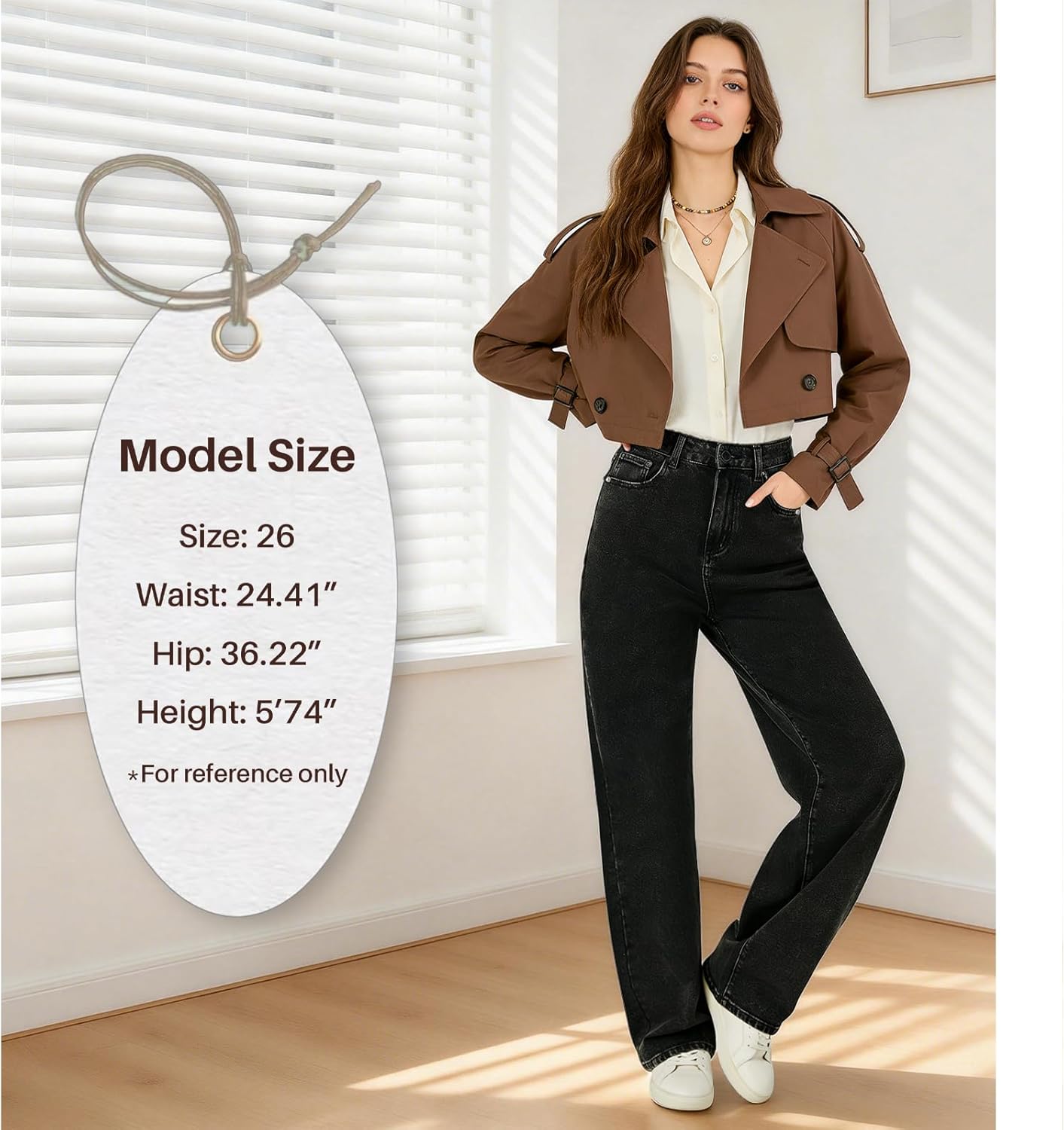 Fleece Lined Jeans for Women Mid Rise Harem Pants Thermal Warm Winter Plush Denim with Pockets Arvetera - Image 8