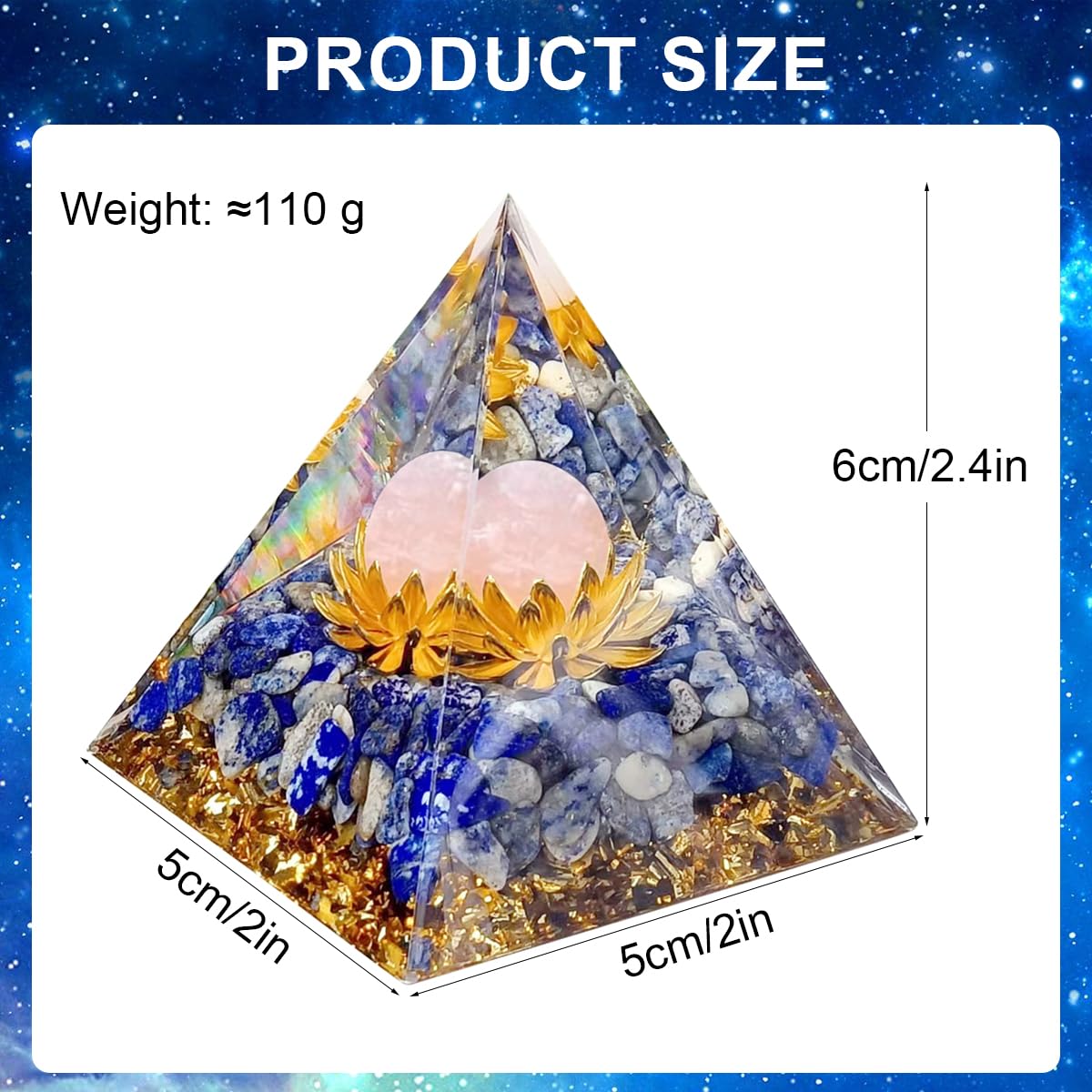 Ametista, Cristallo piramidale, Piramide di Loto di orgonite per Meditazione, guarigione dei Chakra, Yoga, Doni spirituali