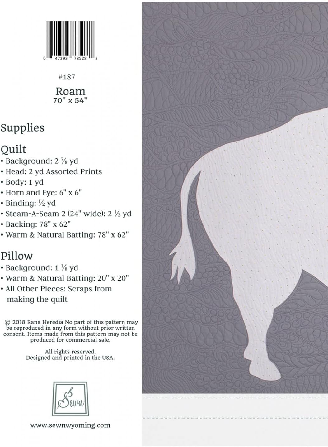 Roam the Bison Quilt Pattern by Rana Heredia Sewn Wyoming