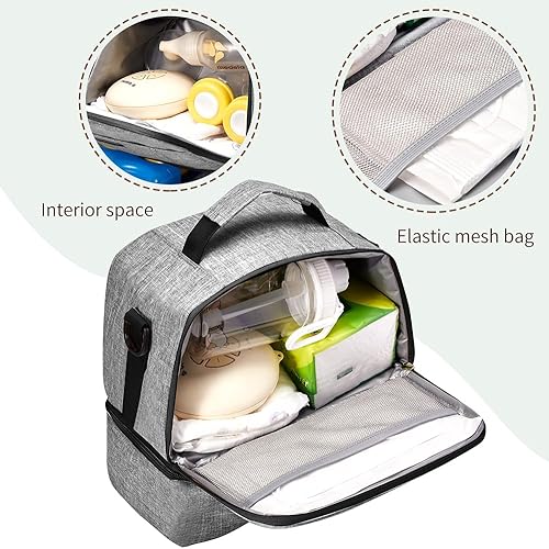 Miniatura 3 de Bolsa de extractor de leche con compartimento para extractor de leche, bolsa enfriadora y resistente a la humedad, doble capa para la madre,