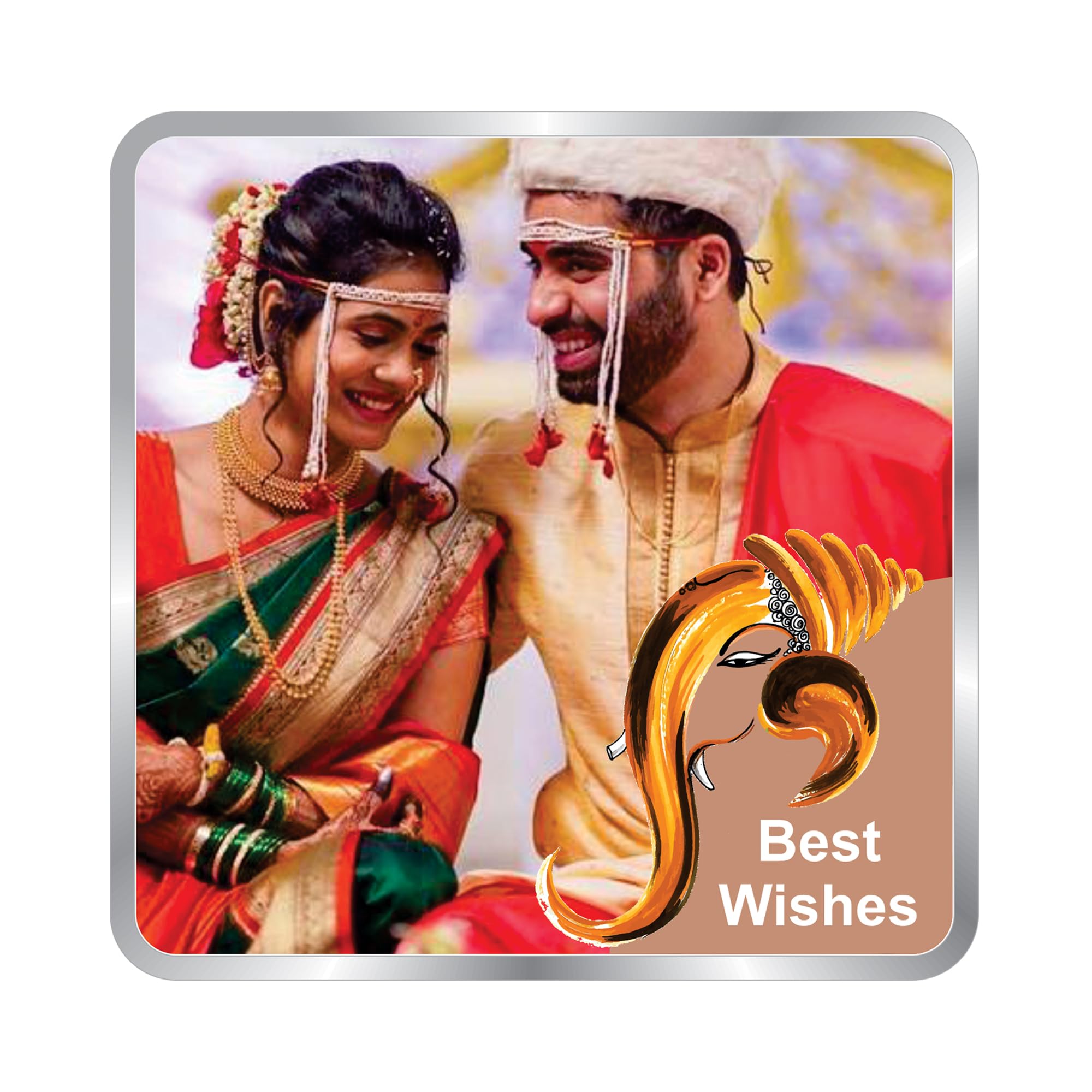 bis hallmarked personalised newly married anniversary beautiful square silver coin available in 10/20/50/100 gram 999 pure by acpl.