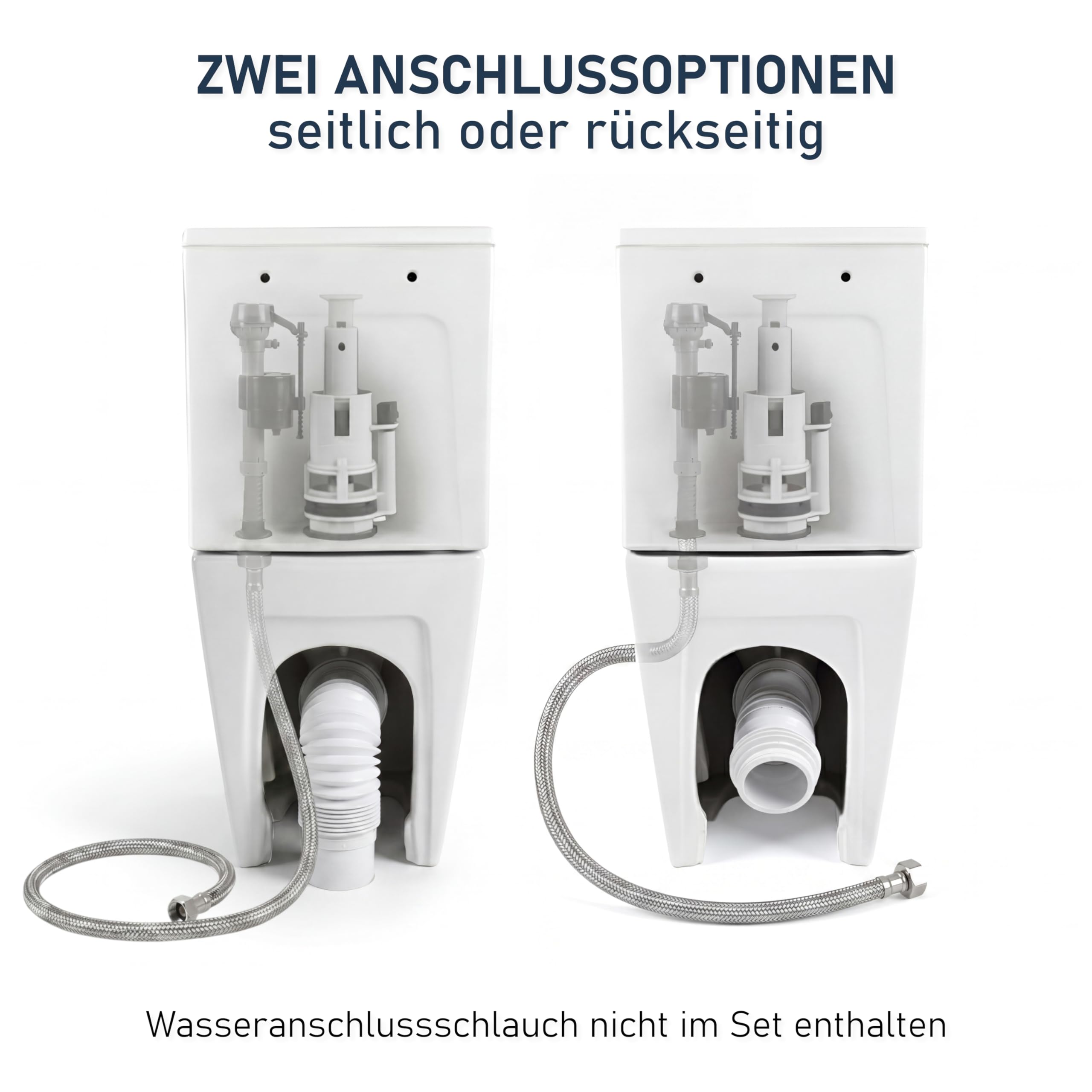 LAVITA WC monoblocco con cassetta di scarico integrata RUNSON WHITE | Set completo | Coperchio WC con chiusura ammortizzata | WC in ceramica senza brida | Vaso WC | Sistema di scarico TORNADO