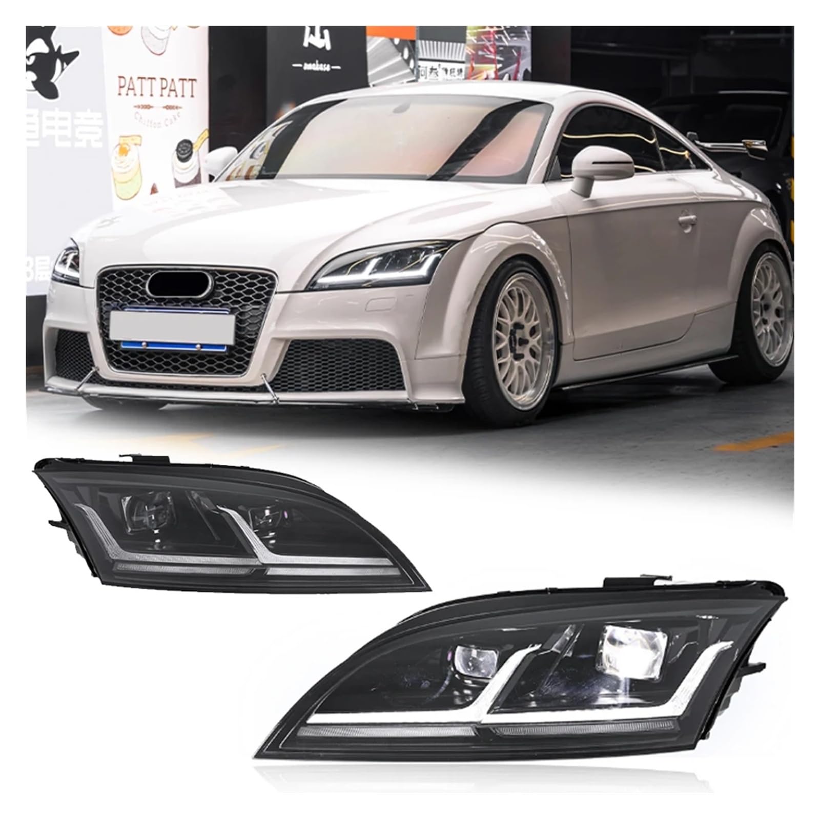 Pasuje do Au//di TT 06-14 w nowym stylu pełna dioda LED DRL reflektor samochodowy montaż sygnału akcesoria samochodowe zmodyfikowana lampa gorąca stylizacja reflektory LED(Original no AFS)