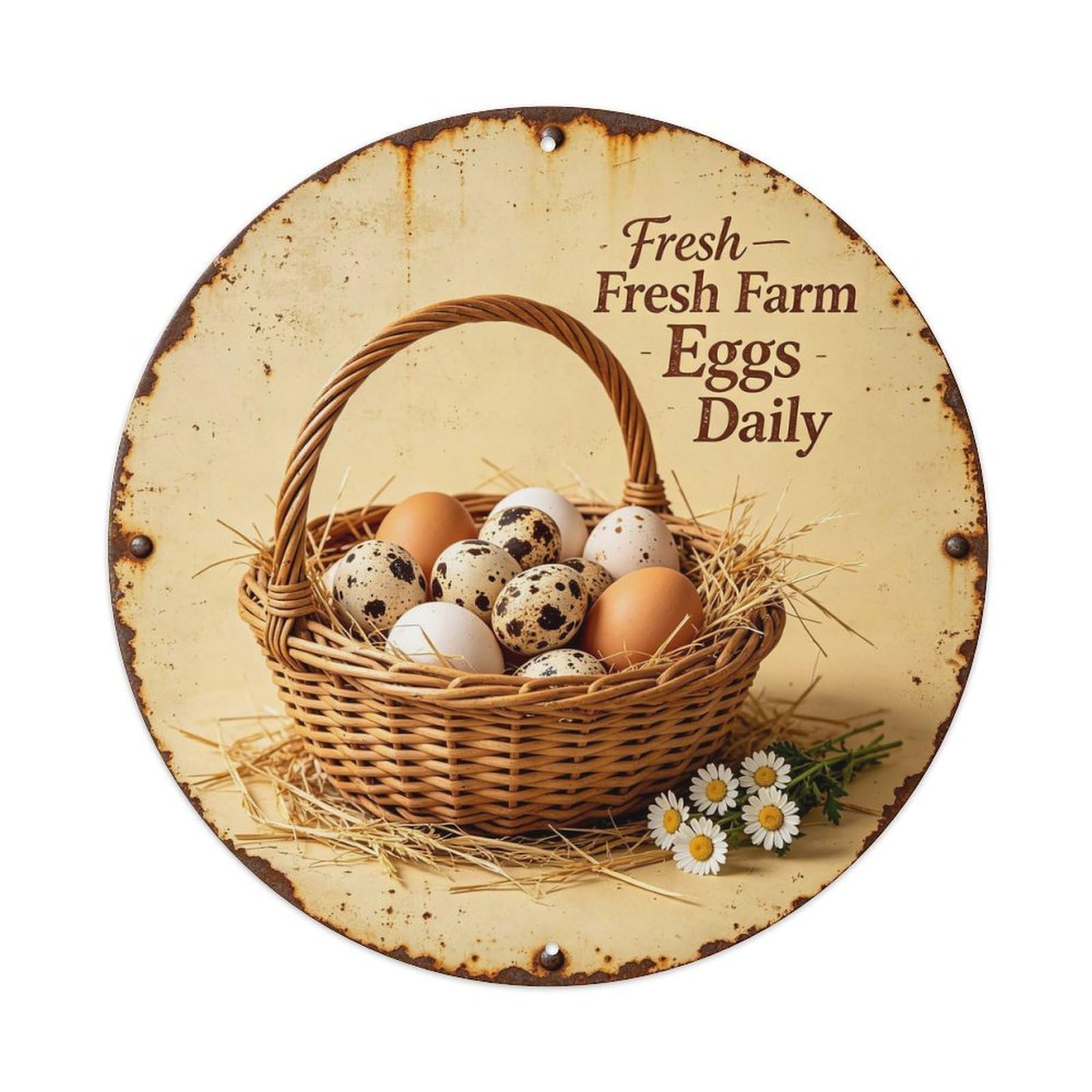 Fresh Farm Eggs Daily Metal Tin Sign Plaque