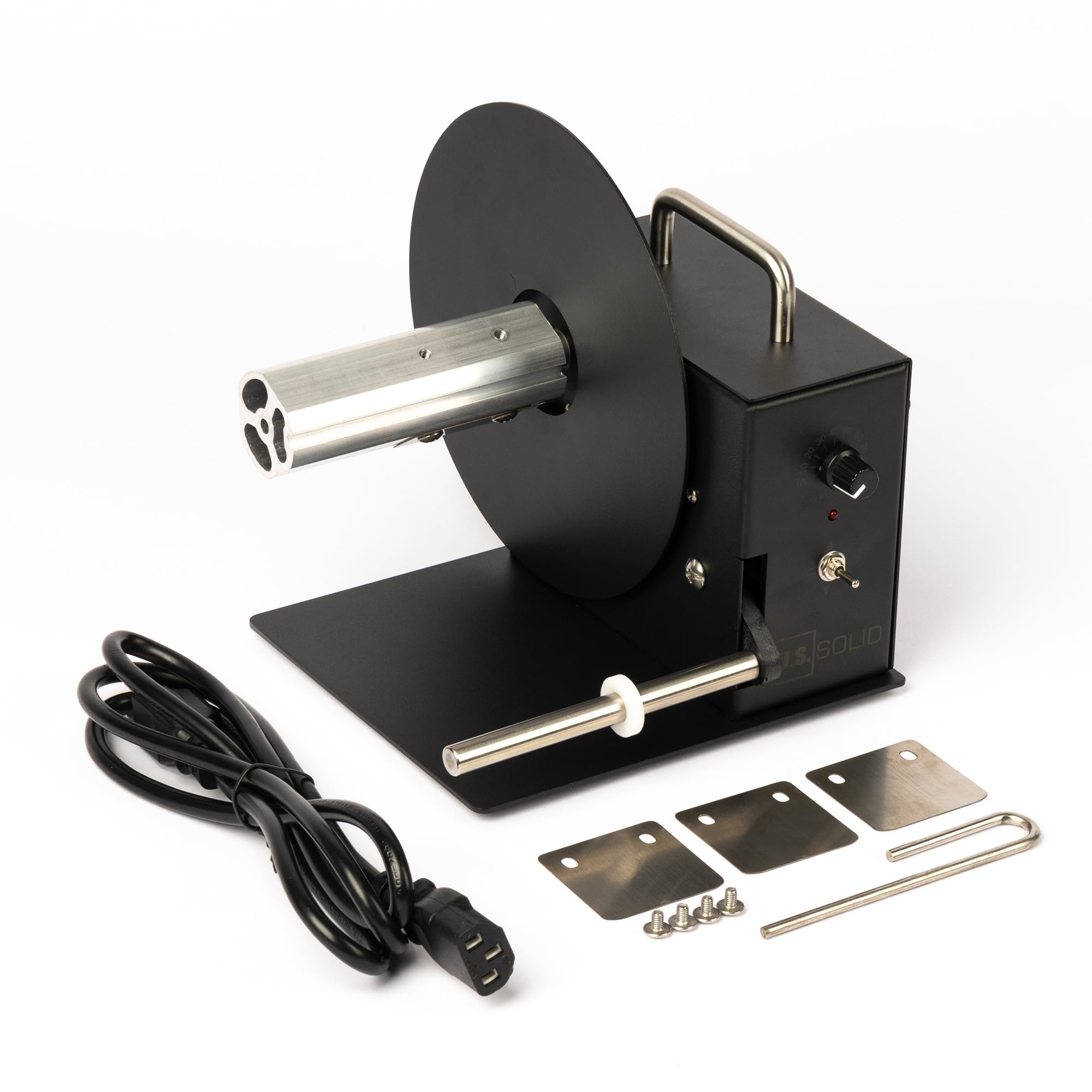 U.S. Solid Avvolgitore automatico per etichette, supporto nucleo 1.5"/3" (38/76mm), larghezza 105 mm, diametro rotolo 180 mm, riavvolgimento bidirezionale