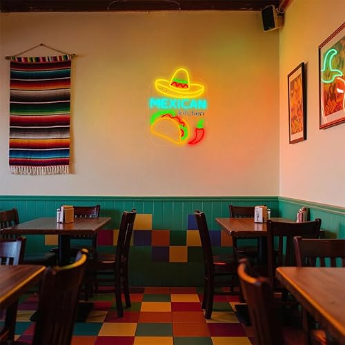 Miniatura 7 de Letrero de neón de barra de tacos mexicanos, decoración LED de restaurante para cocina mexicana, decoraciones de fiesta de tacos, luz de pared USB