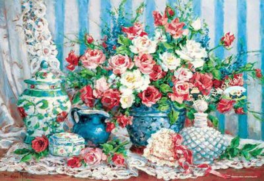 Kit peinture diamant 5D mosaïque point de croix fleurs et vase carré 40x50